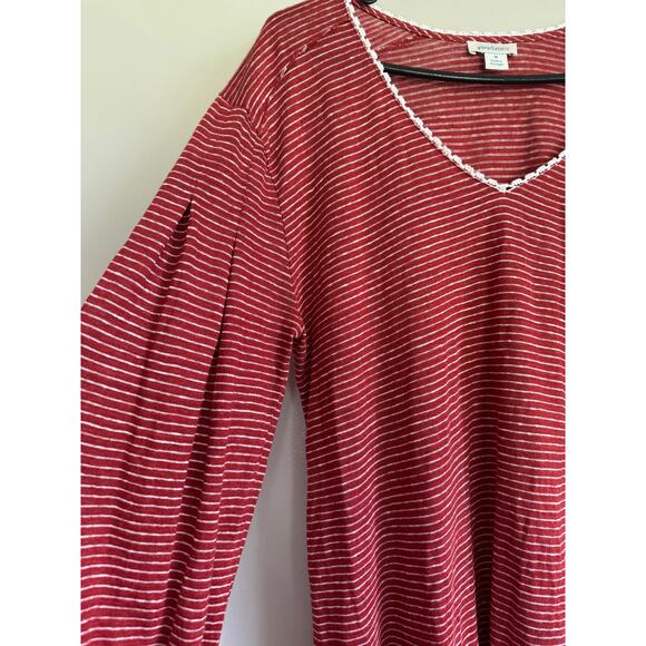 Sundance Linen Long Sleeve Mariner Journey Size Medium Nantucket‎ Red Striped - Picture 2 of 7